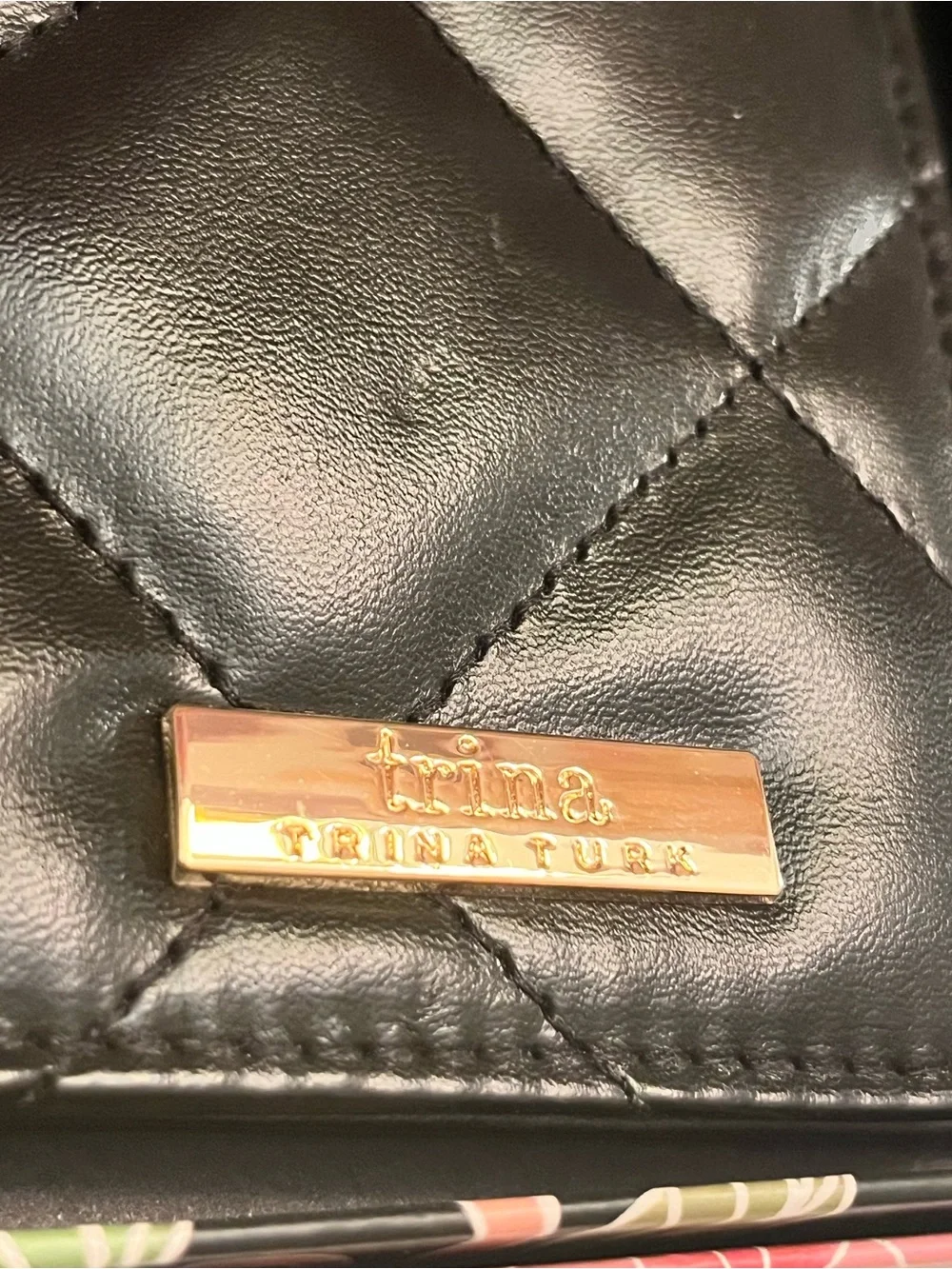 NWT Trina Turk Black Quilted Passport Holder & Luggage Tag Travel Gift Set Box